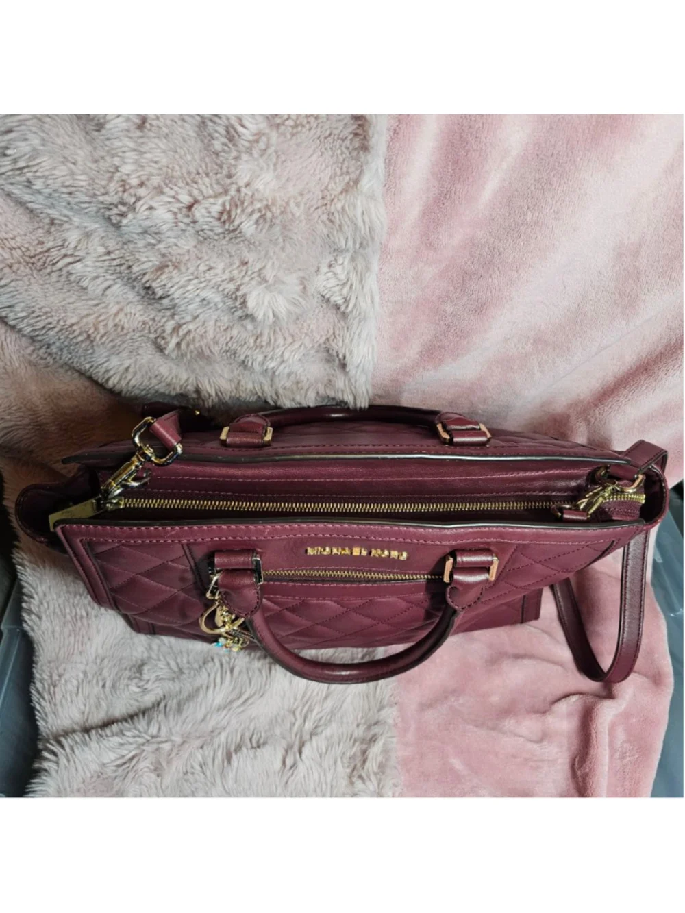 Michael Kors Burgundy Quilted Leather Satchel - Picture 7 of 8